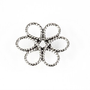 Link argintiu antichizat floare 25x25mm