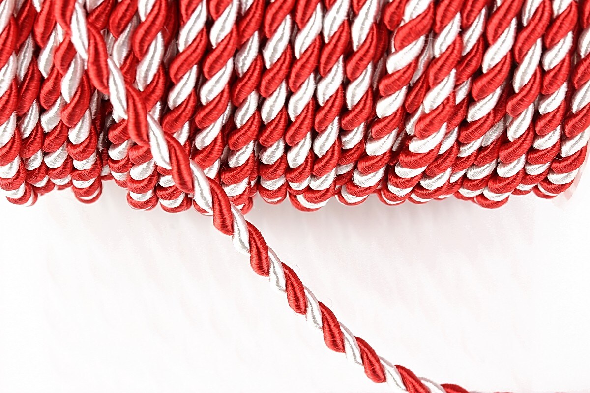 Snur Martisor impletit, la metru, snur alb si rosu, grosime 3mm (1m)