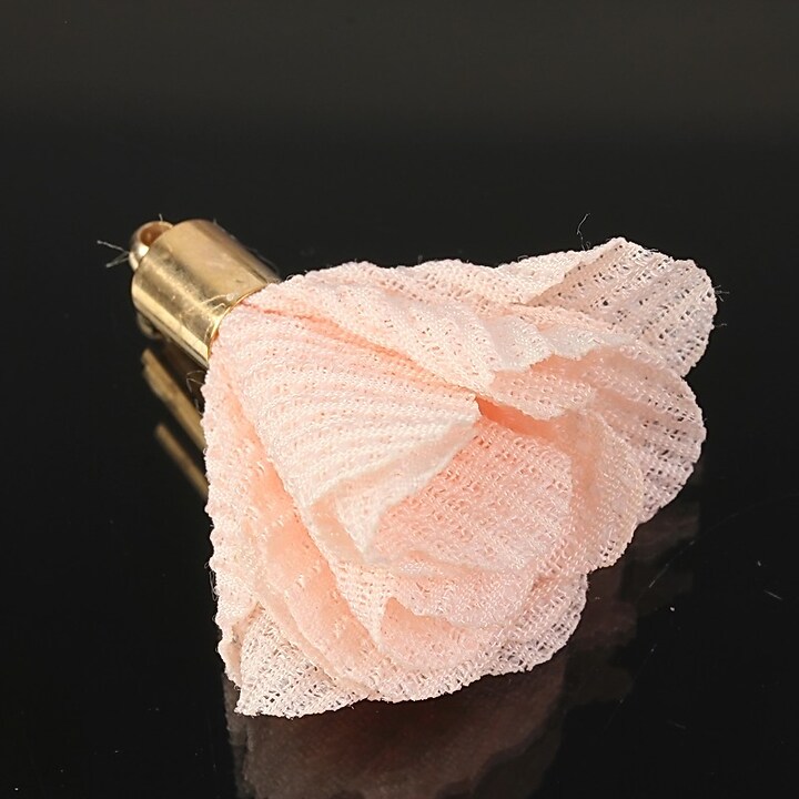 Pandantiv material textil si agatatoare aurie 28~30x28~30mm - roz pal