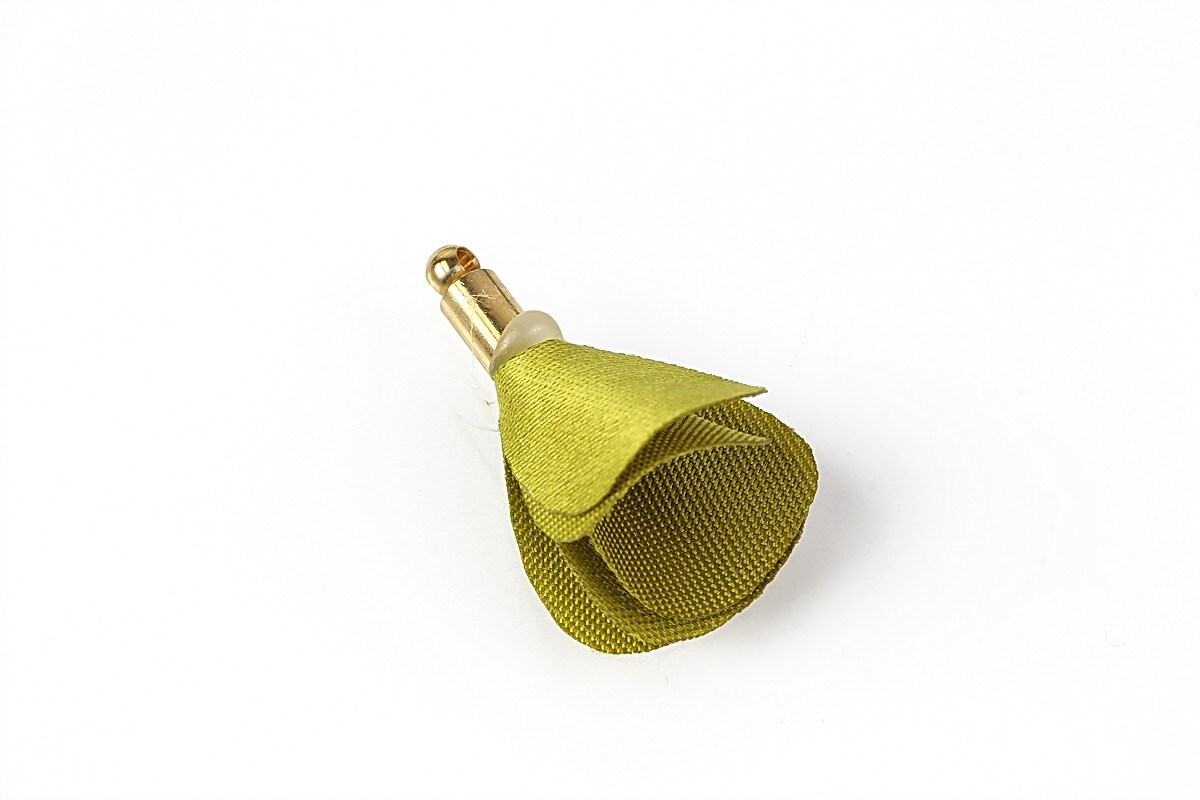 Pandantiv material textil si agatatoare aurie 22~24x10~14mm - verde olive