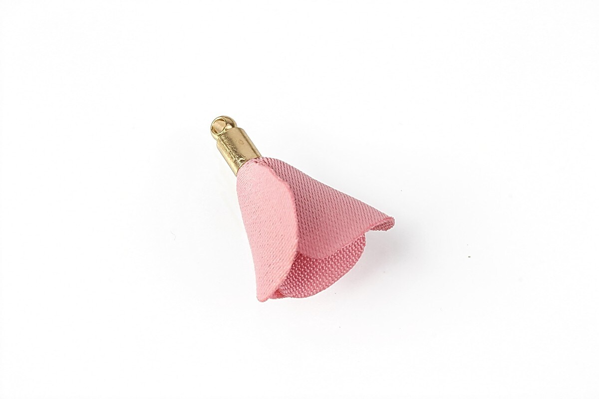Pandantiv material textil si agatatoare aurie 22~24x10~14mm - rose blush
