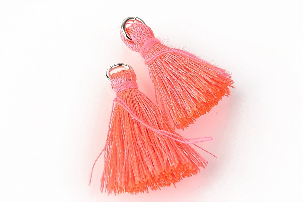 Ciucure nylon si agatatoare aurie 25x9-11mm - roz neon