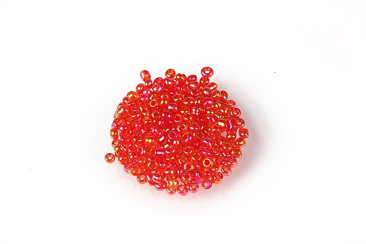 Margele de nisip 2mm (50g) - cod 638 - rosu deschis cu reflexii aurii