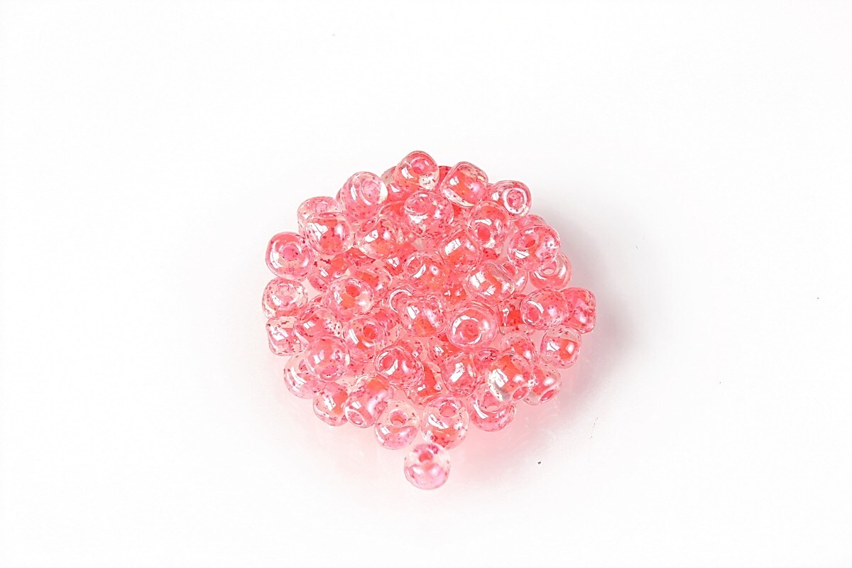 Margele de nisip 4mm  (50g) - cod 672 - interior corai neon