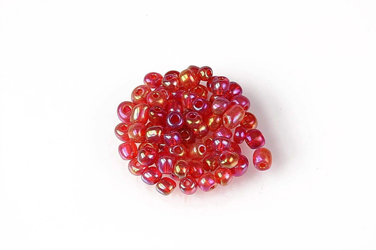 Margele de nisip 4mm (50g) - cod 674 - rosu cu reflexii aurii