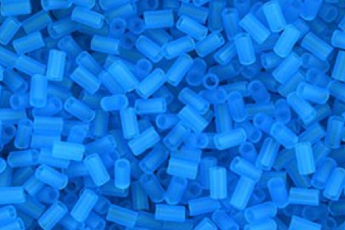 Margele Toho BUGLE 3mm - Transparent-Frosted Dk Aquamarine