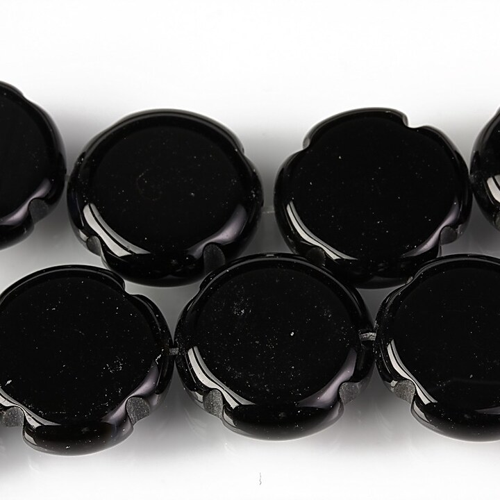 Agate negre floare 16mm