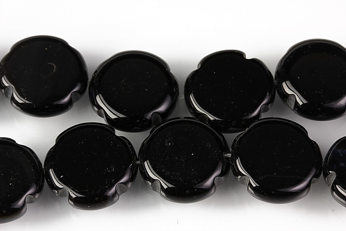 Agate negre floare 16mm