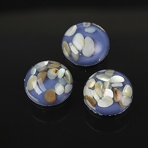 Cabochon rasina cu sidef natural in interior 14mm - albastru inchis