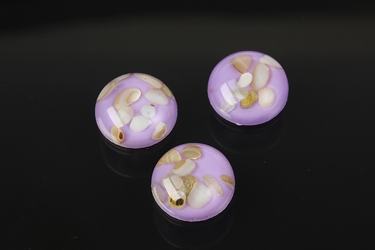 Cabochon rasina cu sidef natural in interior 14mm - mov