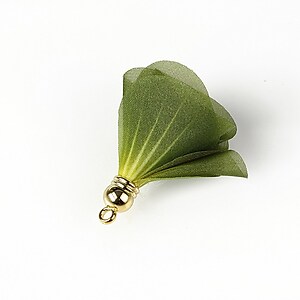 Ciucure organza si agatatoare aurie 47x38mm - verde olive