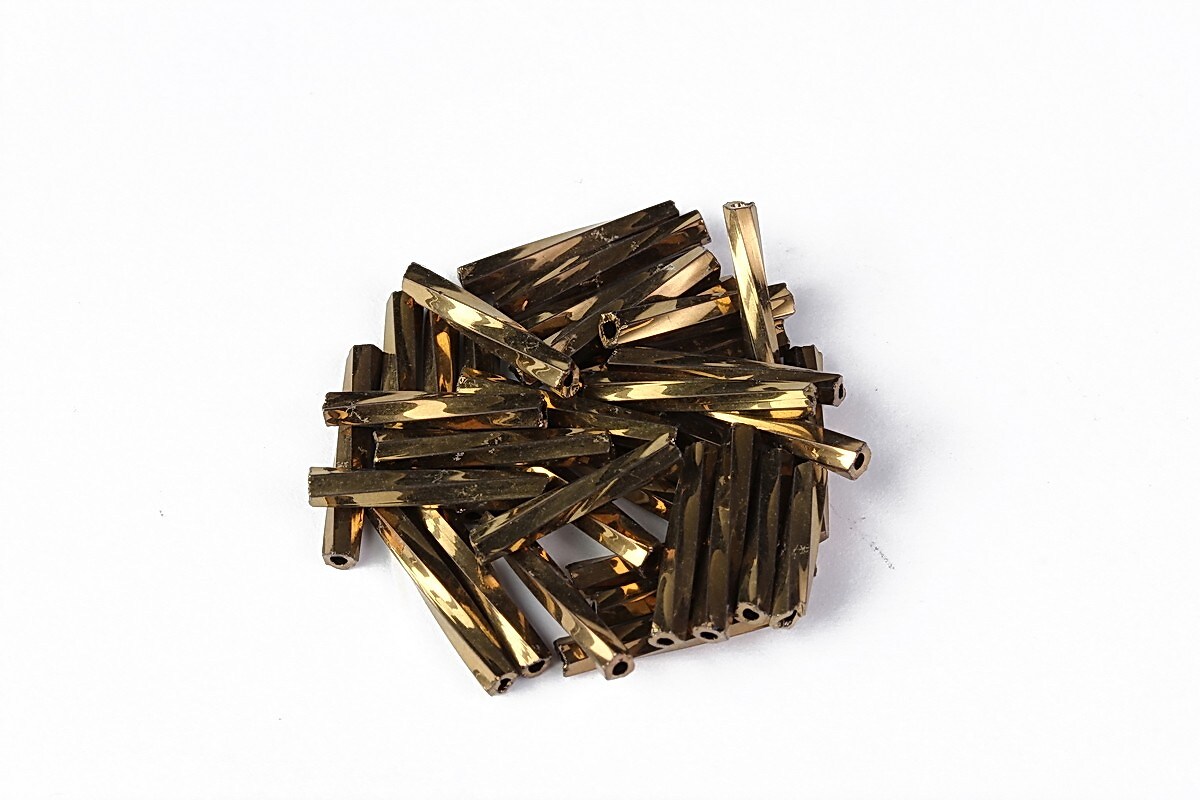 Margele de nisip BUGLE twisted 12mm (10g) - cod 694 - aramiu