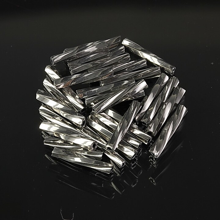 Margele de nisip BUGLE twisted 12mm (10g) - cod 697 - hematit