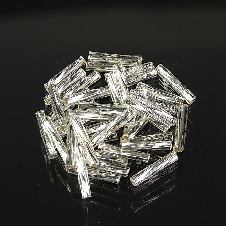 Margele de nisip BUGLE twisted 9mm (10g) - cod 701 - argintiu