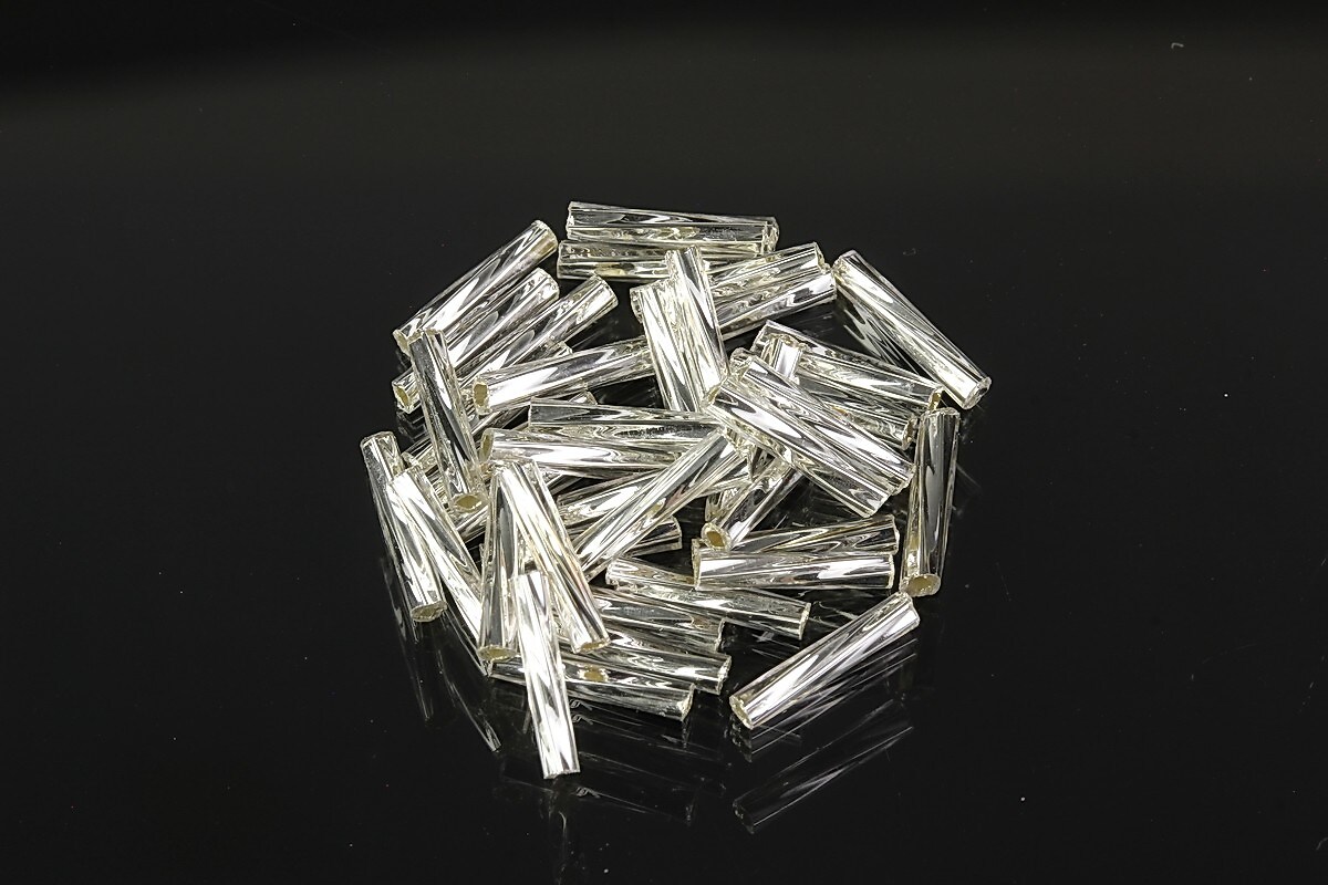 Margele de nisip BUGLE twisted 9mm (10g) - cod 701 - argintiu