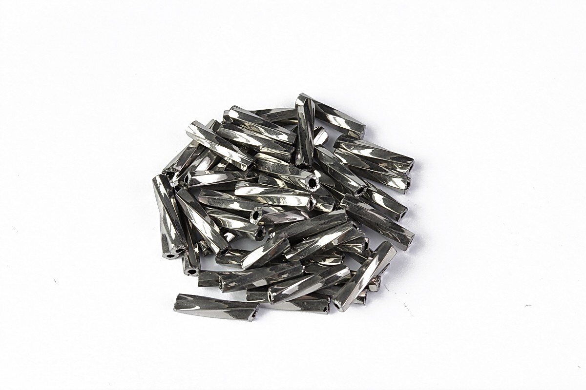 Margele de nisip BUGLE twisted 9mm (10g) - cod 702 - hematit