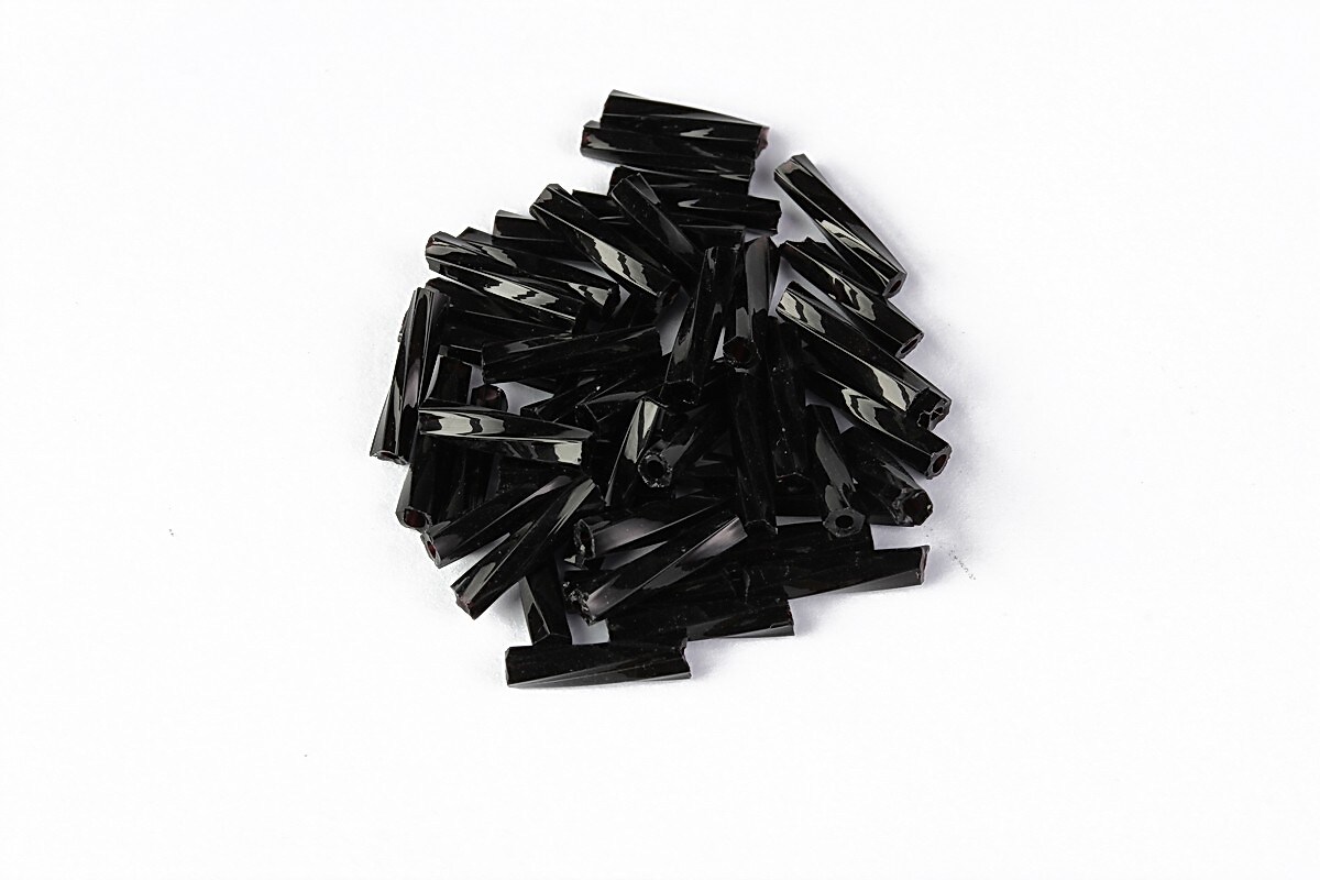 Margele de nisip BUGLE twisted 9mm (10g) - cod 703 - negru