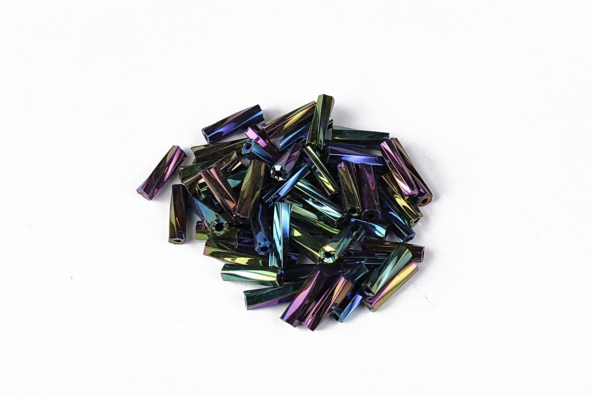 Margele de nisip BUGLE twisted 6mm (10g) - cod 704 - iris