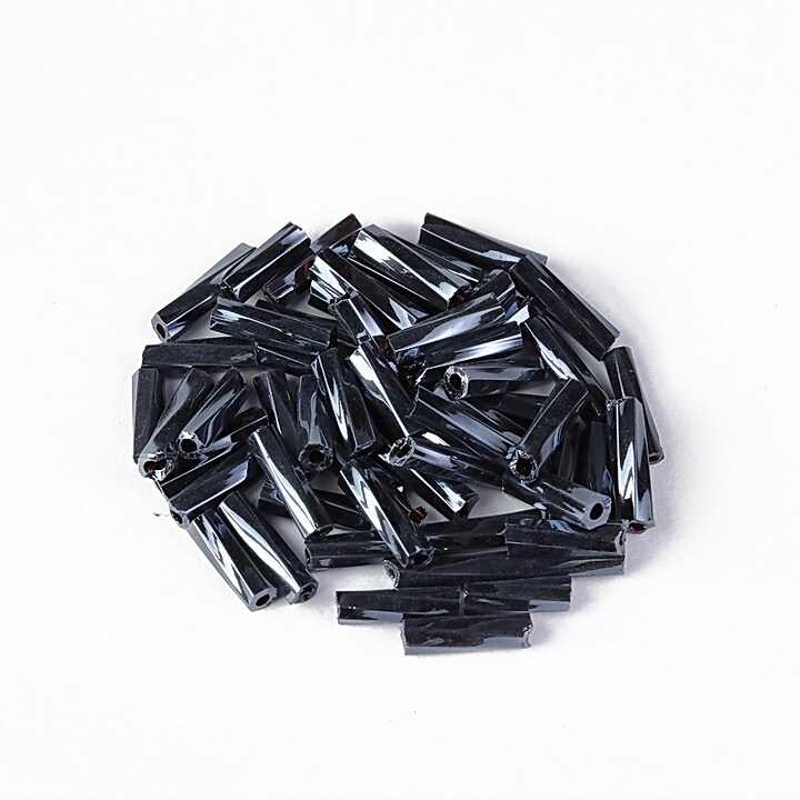 Margele de nisip BUGLE twisted 6mm  (10g) - cod 705 - negru albastrui