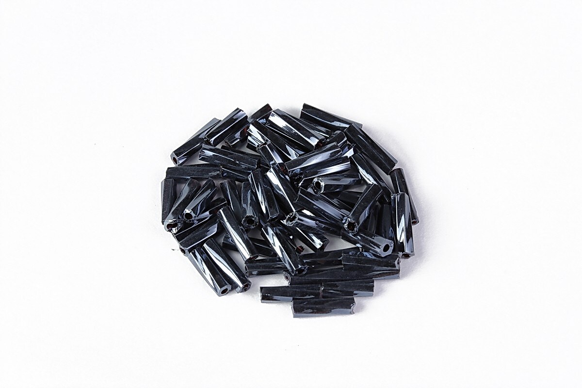 Margele de nisip BUGLE twisted 6mm  (10g) - cod 705 - negru albastrui