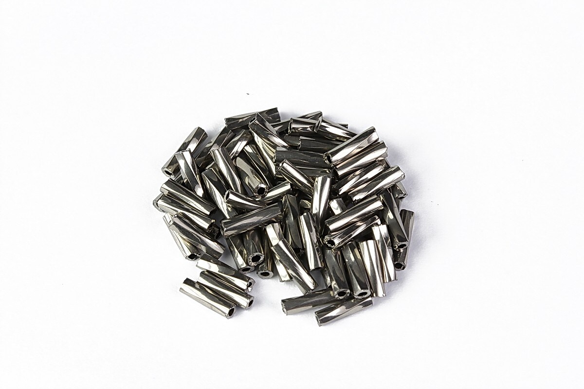 Margele de nisip BUGLE twisted 6mm (10g) - cod 706 - hematit