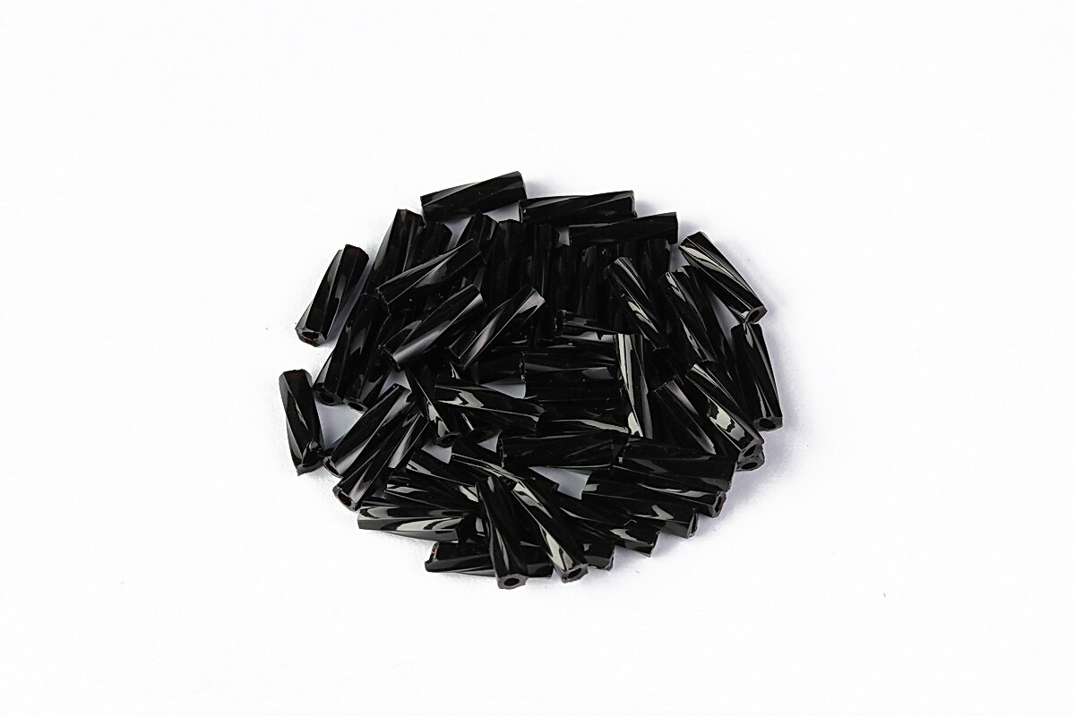 Margele de nisip BUGLE twisted 6mm (10g) - cod 707 - negru