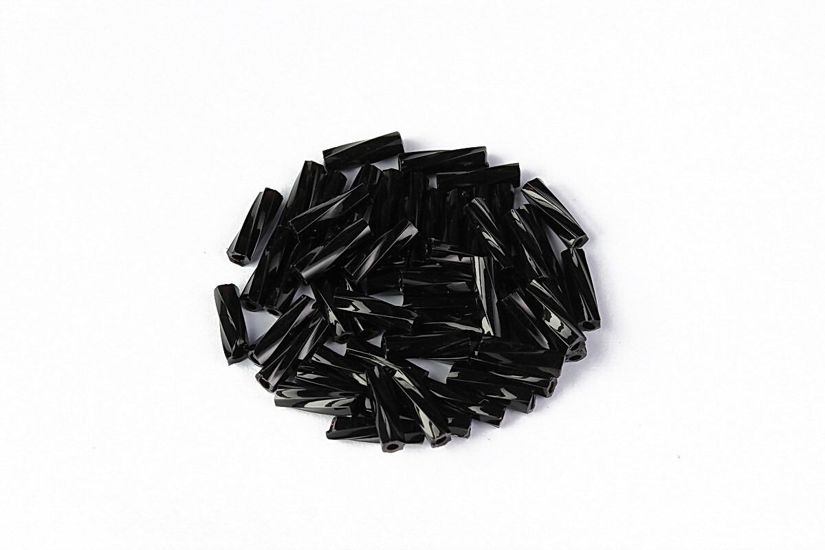 Margele de nisip BUGLE twisted 6mm  (10g) - cod 707 - negru