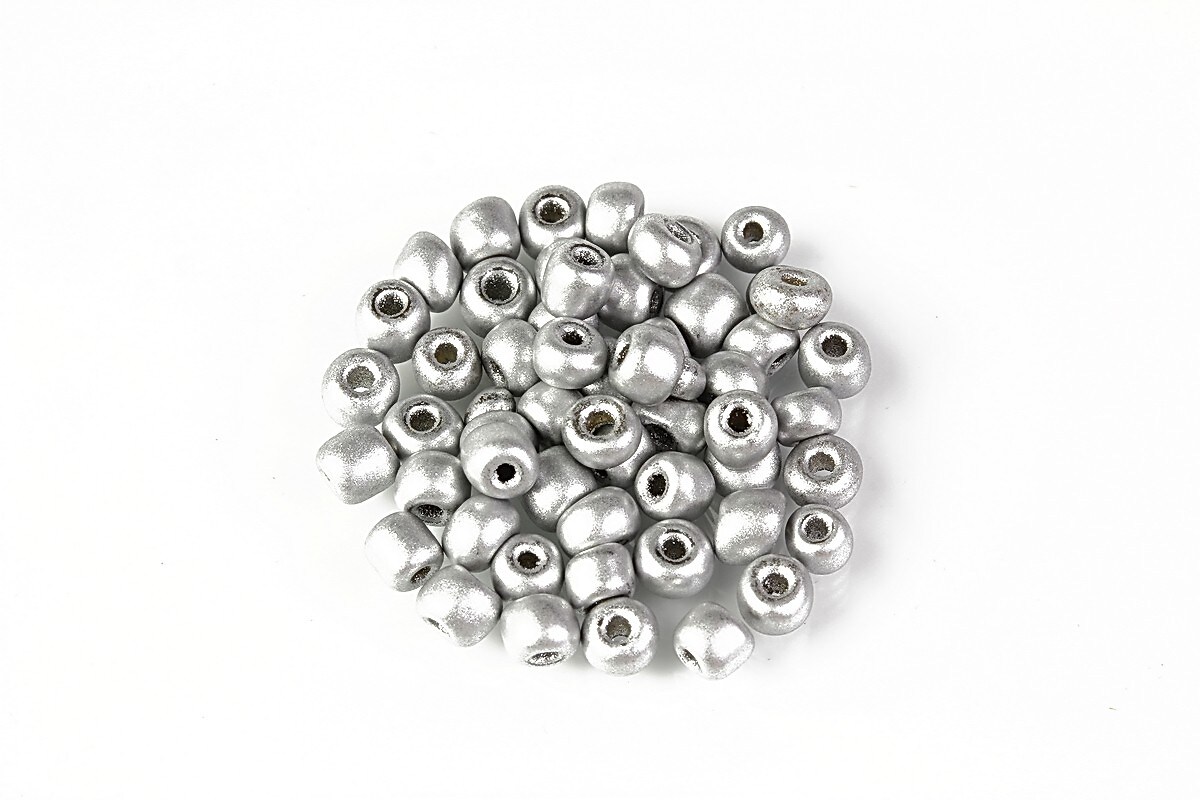 Margele de nisip 4mm (50g) - cod 718 - argintiu frosted
