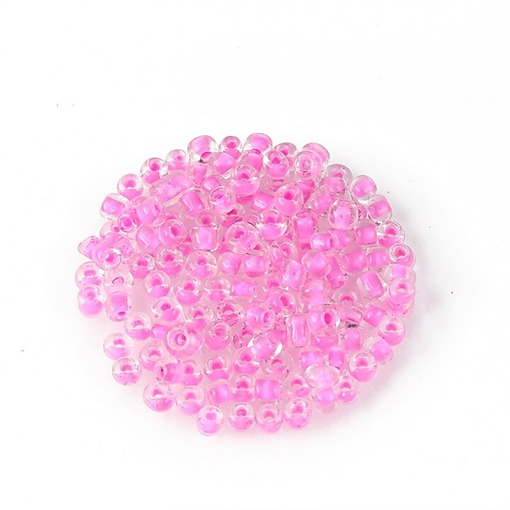 Margele de nisip 2mm (50g) - cod 725 - interior roz bombon