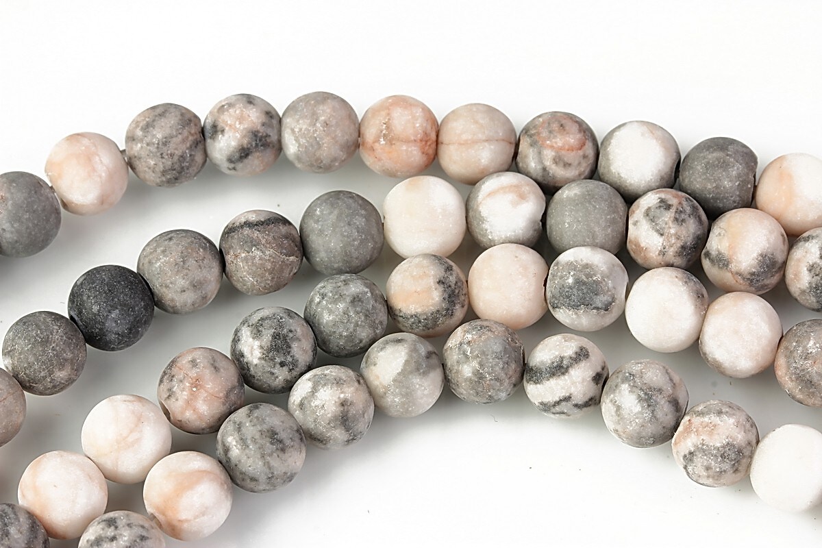 Zebra Jasper roz frosted (mat) 6mm