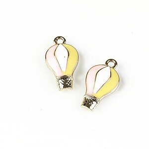 Charm mini pandantiv emailat auriu balon aer 18x10mm