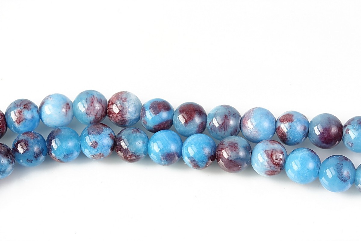 Jad colorat sfere 6mm - albastru si roz