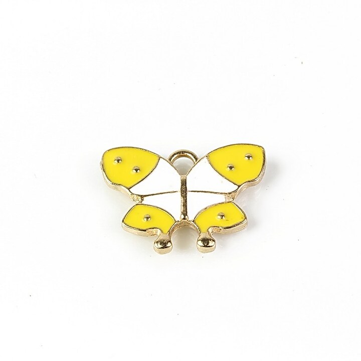 Charm mini pandantiv auriu emailat fluture 15x20mm - galben