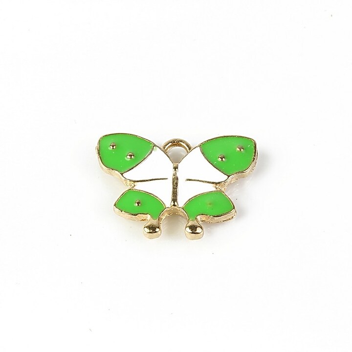 Charm mini pandantiv auriu emailat fluture 15x20mm - verde