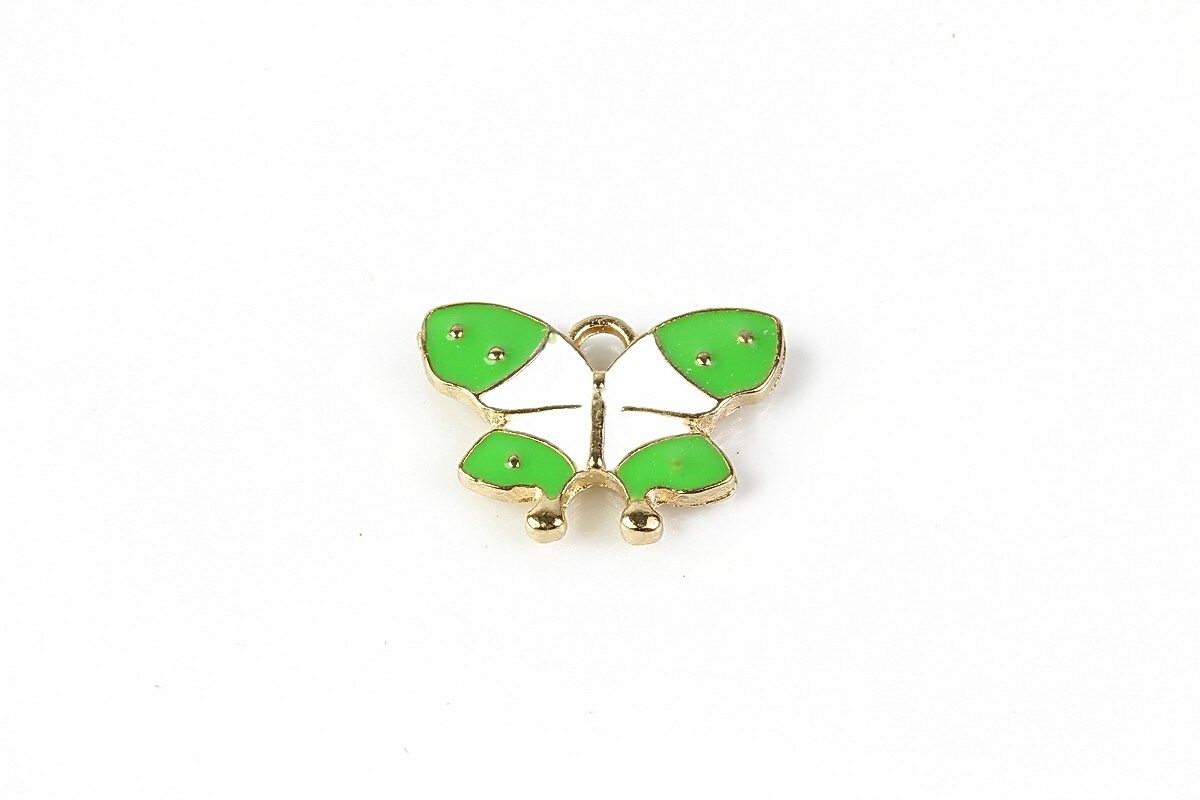 Charm mini pandantiv auriu emailat fluture 15x20mm - verde