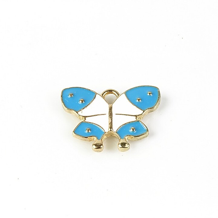 Charm mini pandantiv auriu emailat fluture 15x20mm - albastru