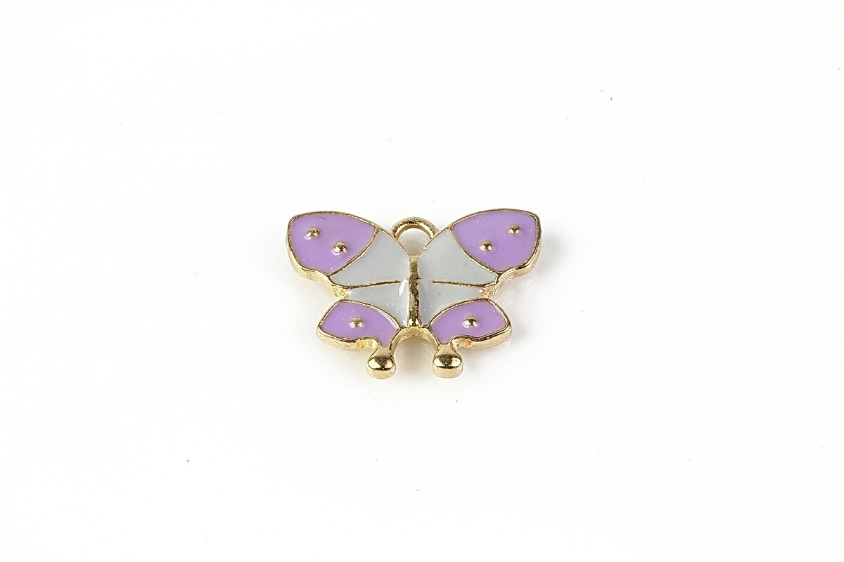 Charm mini pandantiv auriu emailat fluture 15x20mm - mov