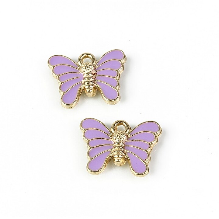 Charm mini pandantiv auriu emailat fluture 12x16mm - mov
