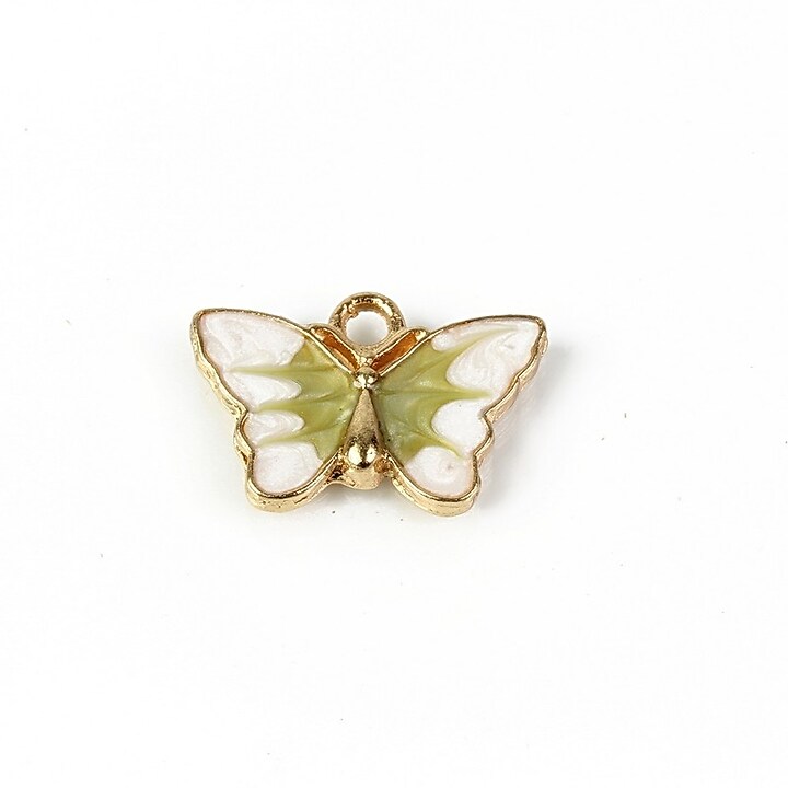 Charm mini pandantiv auriu emailat fluture 14x20mm - verde