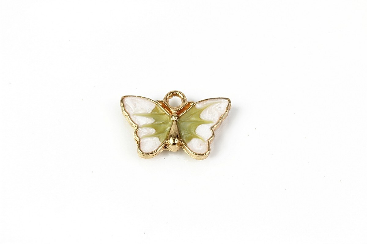 Charm mini pandantiv auriu emailat fluture 14x20mm - verde