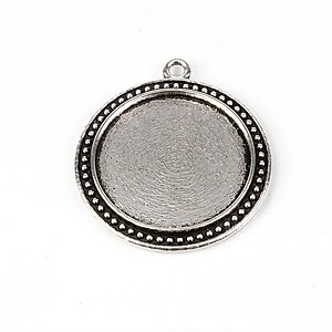 Baza cabochon argintiu antichizat 44x39mm, interior 30mm