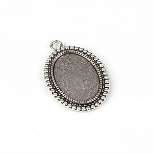 Baza cabochon argintiu antichizat 37x26mm, interior 25x18mm
