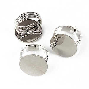 Baza de inel argintiu inchis, reglabila, cu platou 20mm