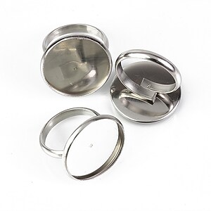 Baza inel reglabila otel inoxidabil 304, cu baza cabochon 20mm