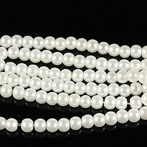 Sirag perle de sticla lucioase, sfere 4mm - alb (200 buc.)