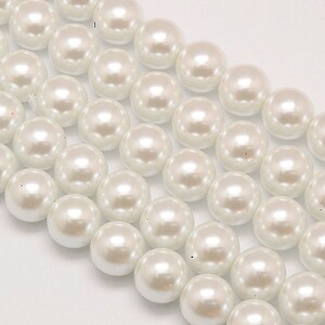 Sirag perle de sticla lucioase, sfere 12mm - crem