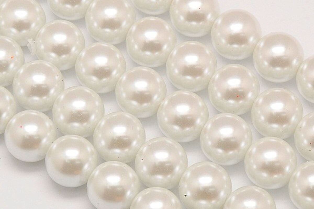 Sirag perle de sticla lucioase, sfere 12mm - crem