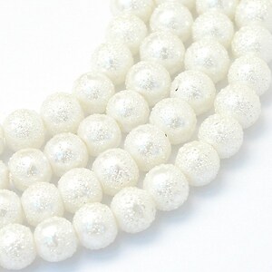 Sirag perle de sticla gofrate, sfere 6mm - alb