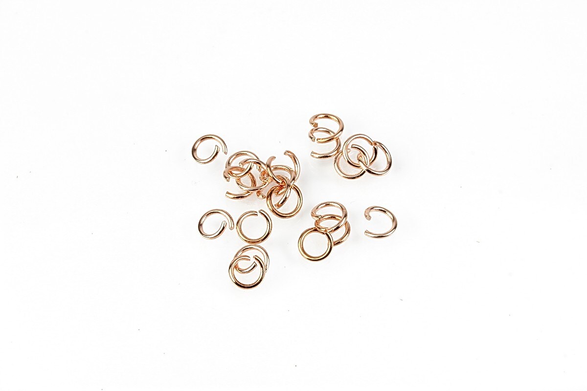 Zale otel inoxidabil 304 rose gold, 4mm (grosime 0,6mm) (20 buc.)