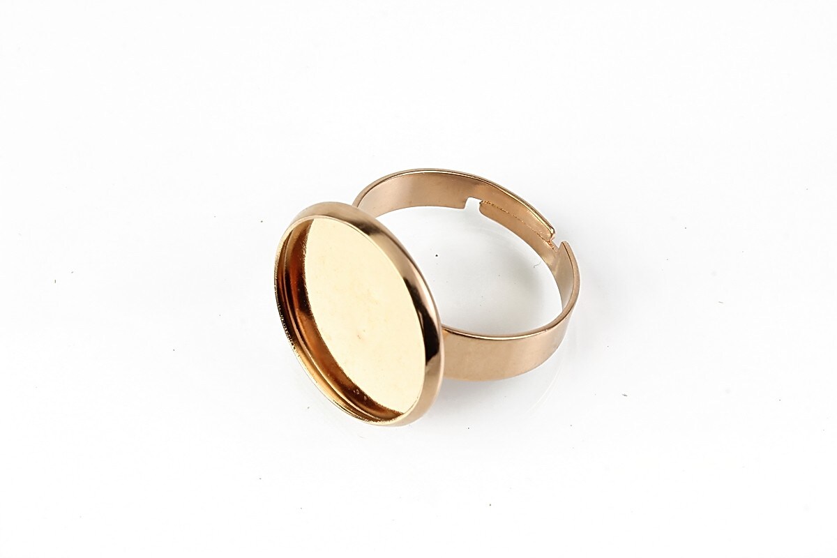 Baza inel reglabila otel inoxidabil rose gold 304, cabochon 16mm